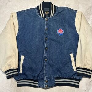 Auburn Sportswear Varsity Jacket Blue Denim Cream Mens XL Arkansas State Fair